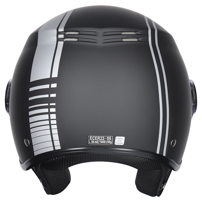 M2R Nimbus Open Face Helmet Stripe - Black / Silver