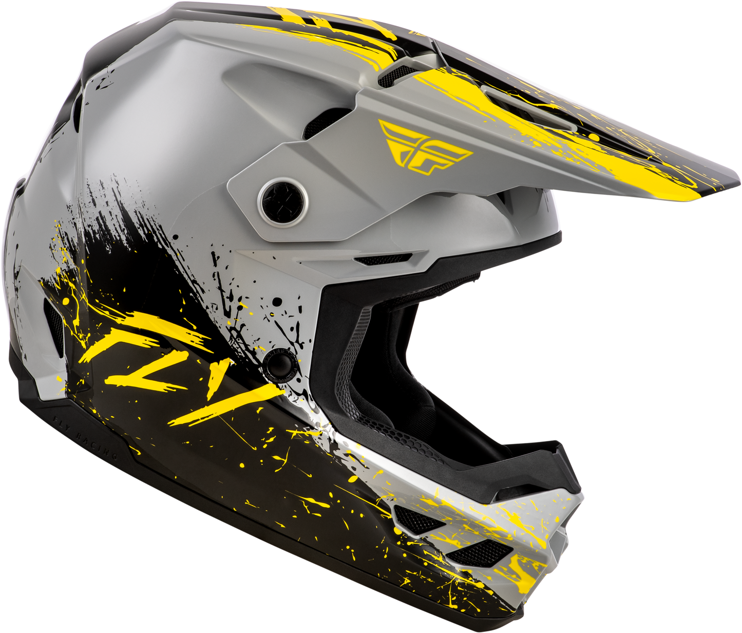 Fly Youth Kinetic Drip Helmet - Grey / Black / Yellow