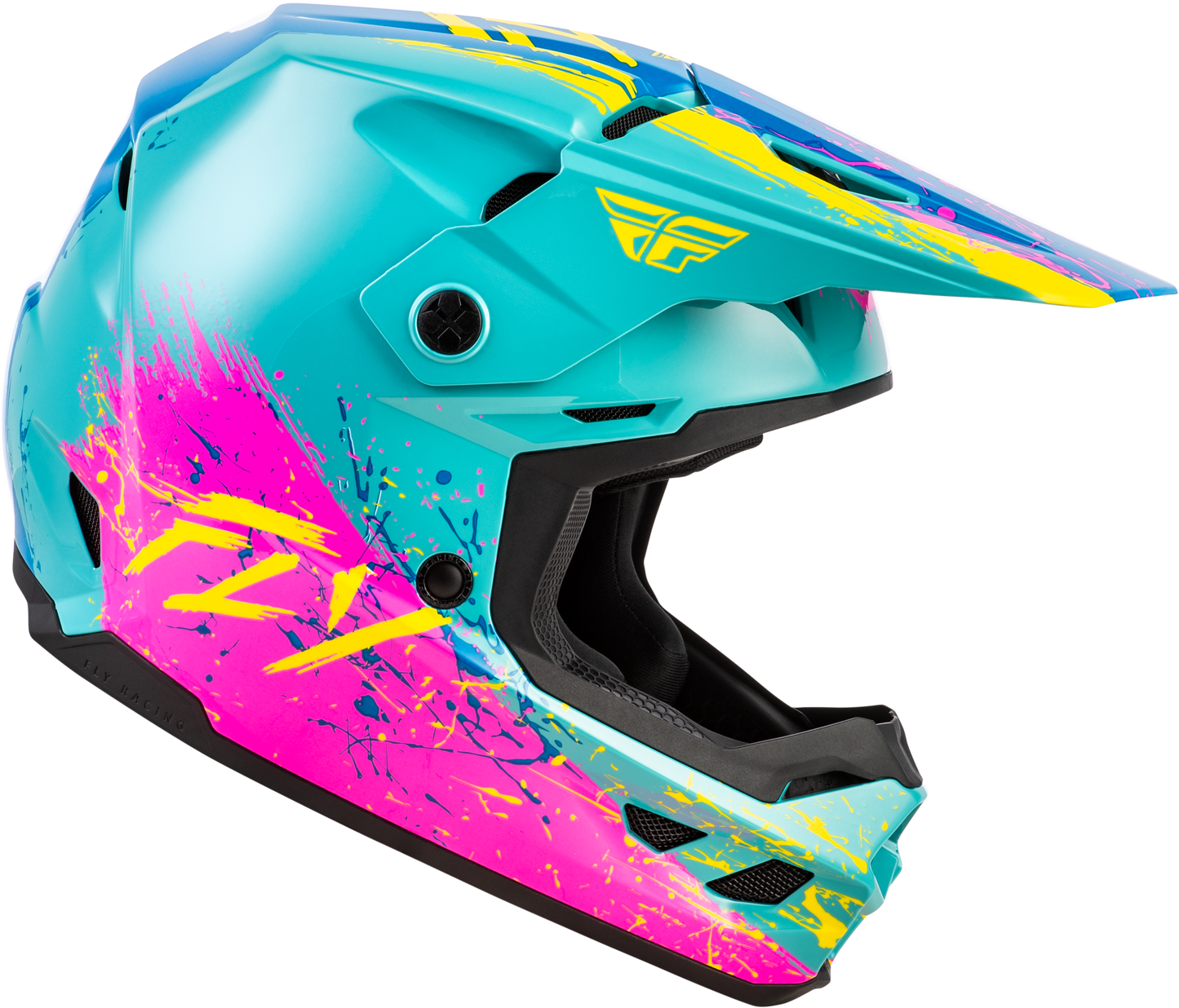 Fly Youth Kinetic Drip Helmet - Blue / Pink / Yellow