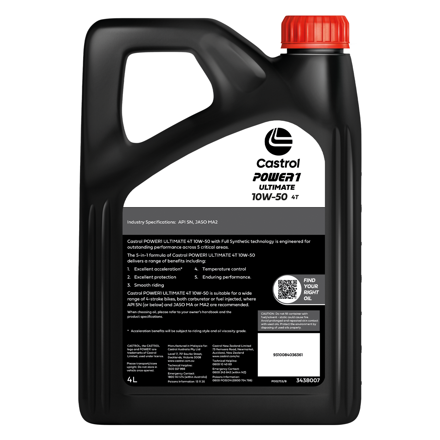 Castrol Power 1 Ultimate 4T 10W-50 - 4Ltr