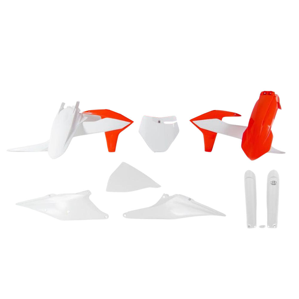 Rtech Plastic Kit (With Fork Protectors) 7 Piece - Orange / White