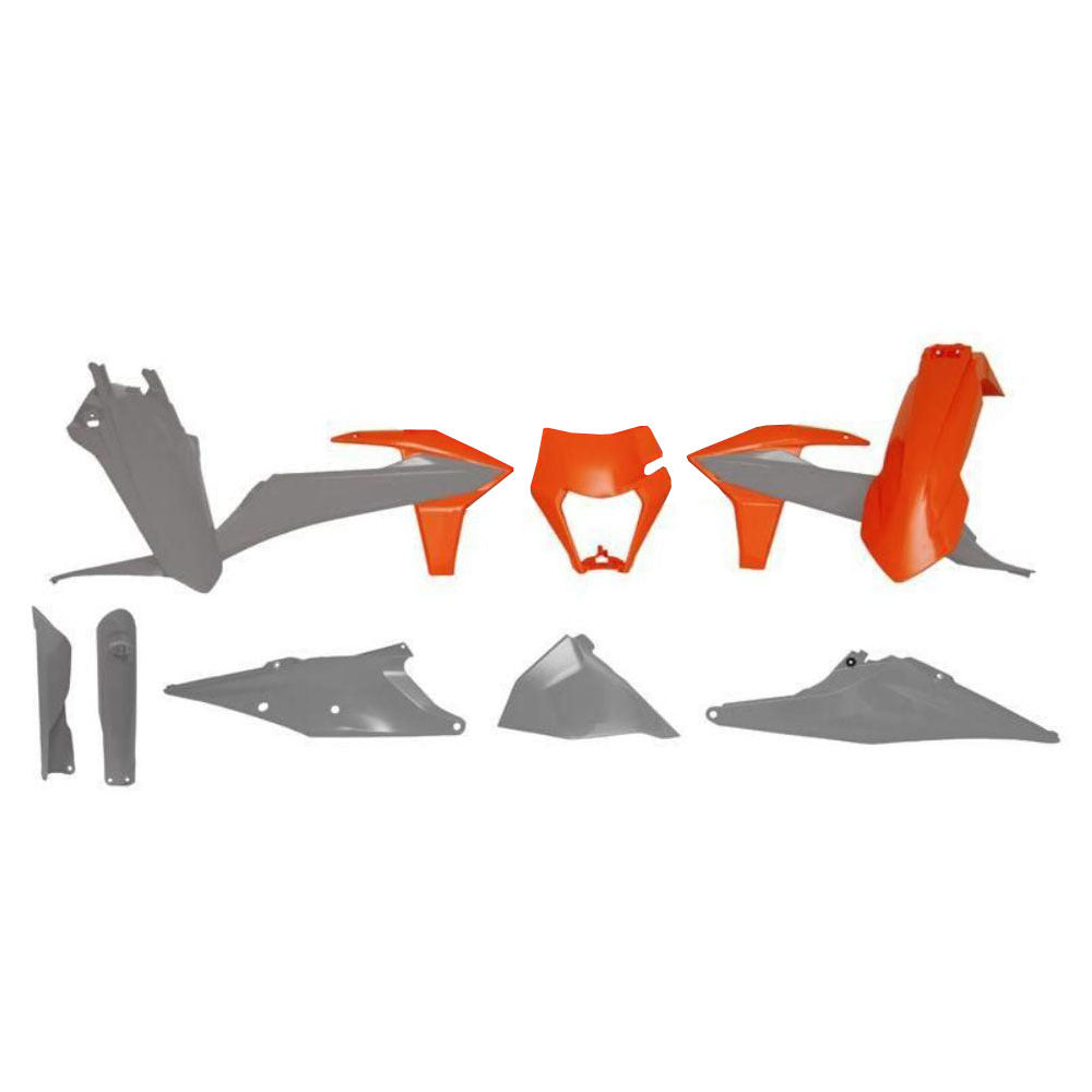 Rtech OE Plastic Kit (With Headlight Surround) 7 Piece - Orange / Grey