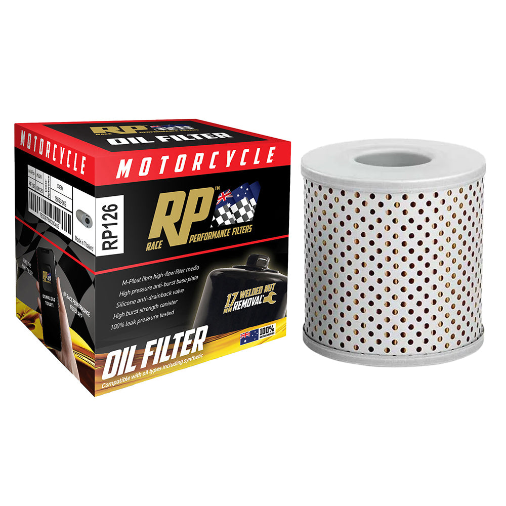 Race Performance Motorcycle Oil Filter - RP126 KN-126