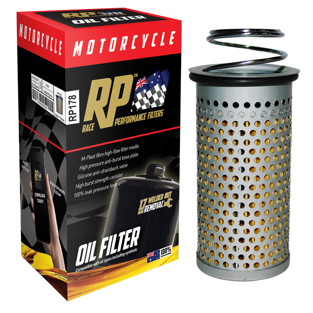 Race Performance Motorcycle Oil Filter - RP178 KN-178