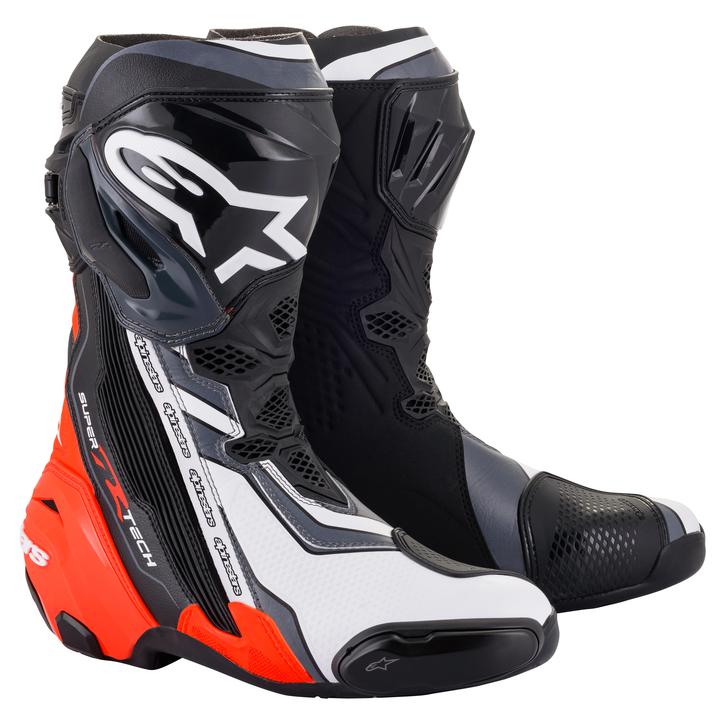 Alpinestars Supertech R V2 Boots - Black / White / Fluro Red