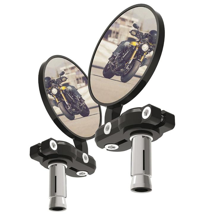 Oxford Bar End Mirrors - Black Pair