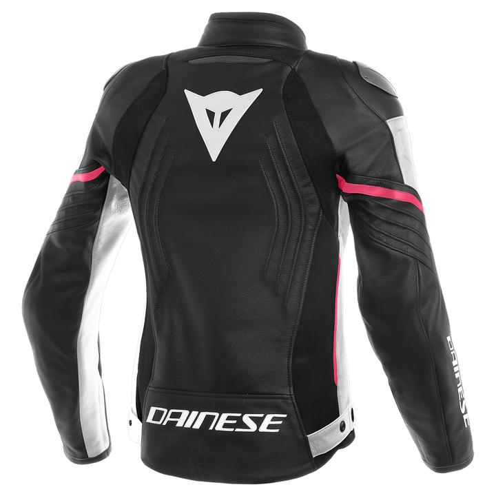 Dainese Racing 3 Women's Leather Jacket - Black / White Fuchsia