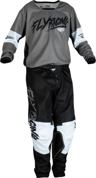 Fly MX23 Youth Kinetic Khaos Jersey Grey - Black / White