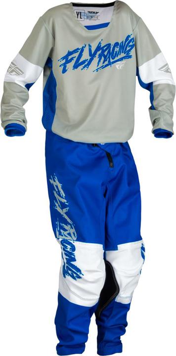 Fly MX23 Youth Kinetic Khaos Jersey - Grey / Blue / White