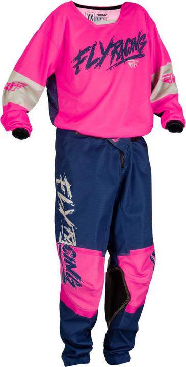 Fly MX23 Youth Kinetic Khaos Pants Pink Blue