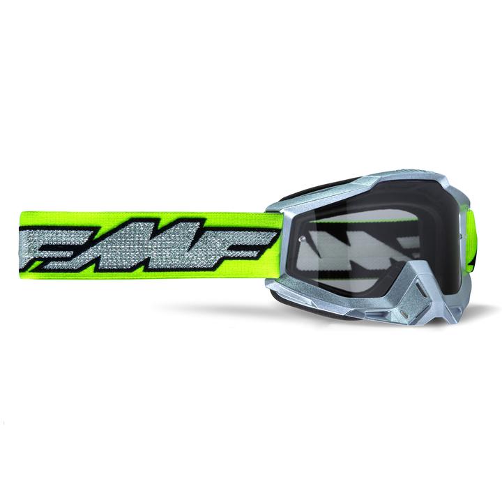 FMF Vision Powerbomb Goggles Rocket Silver Lime Clear Lens