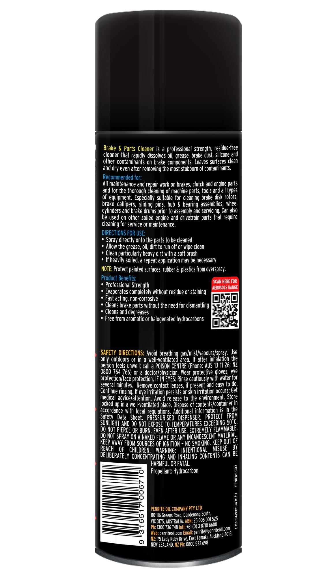 Penrite P26 Brake & Parts Cleaner - 400ml