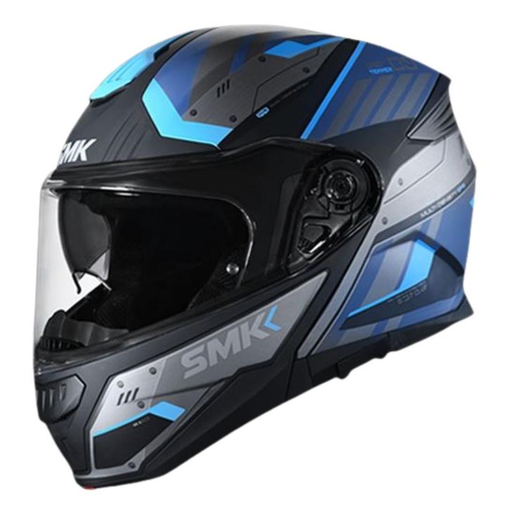 SMK Gullwing Tekker Modular Helmet - Black / Grey / Blue