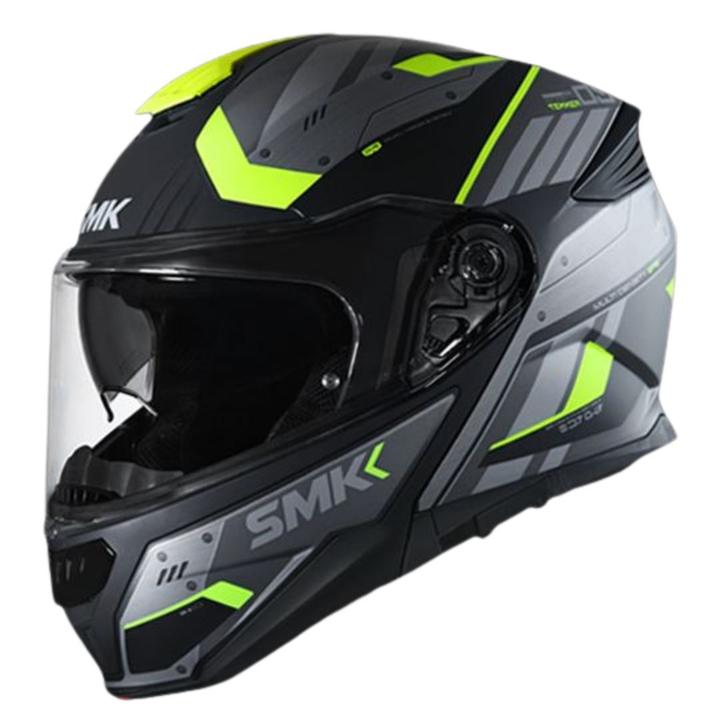 SMK Gullwing Tekker Modular Helmet - Black / Grey / Yellow