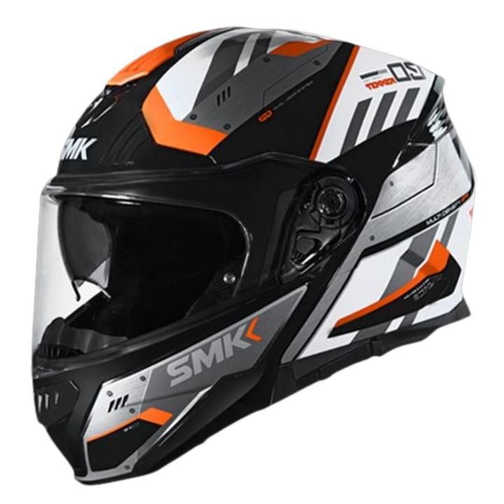 SMK Gullwing Tekker Modular Helmet - Black / White / Orange