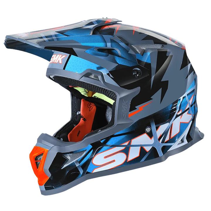 SMK Allterra Helmet Fulmine - Grey / Blue / White GL651