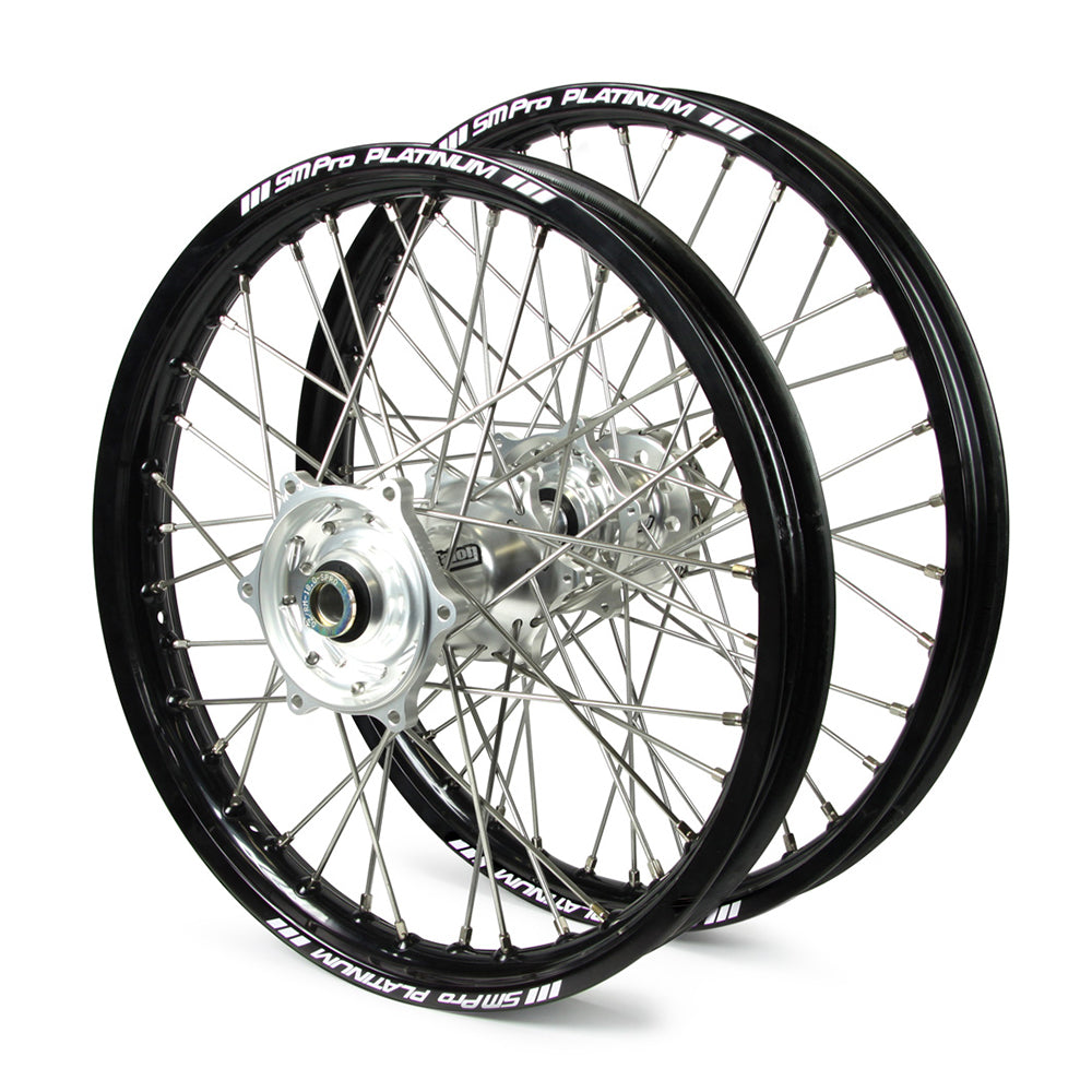 Husqvarna Talon / Platinum Snr MX Black Rims / Silver Hubs Wheel Set Te-Fe 250-300-350-450 2016-17 (21 / 18X2.15)