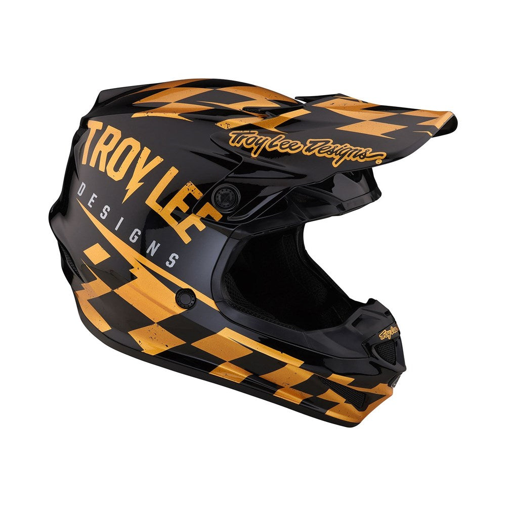 Troy Lee Designs SE4 MIPS Race Shop Helmet - Black / Gold