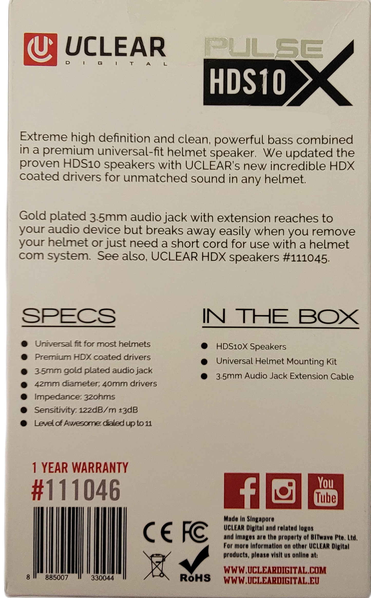 Uclear Motion Series HDS10X 40mm Speaker Set