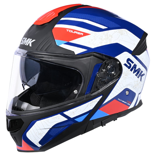 SMK Gullwing Navigator Modular Helmet - Red / White / Blue GL513