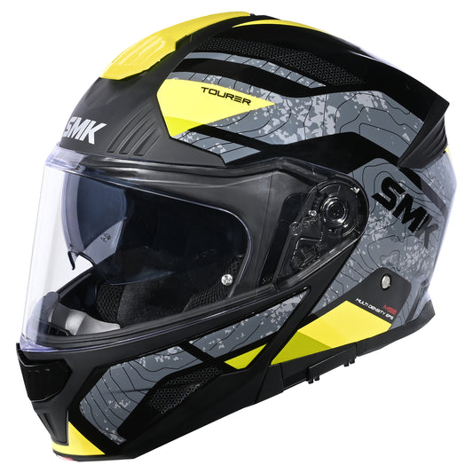 SMK Gullwing Navigator Modular Helmet - Black / Grey / Yellow GL264