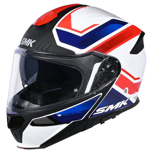 SMK Gullwing Supertour Modular Helmet - Red / White / Blue MA153