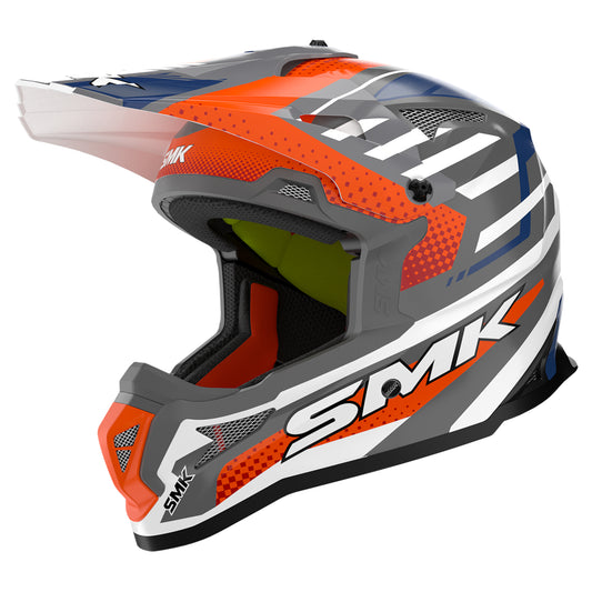 SMK Allterra Helmet - Bulldozer MA617 Matt Grey White Orange