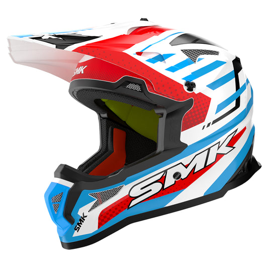 SMK Allterra Helmet - Bulldozer MA153 Matt White Blue Red