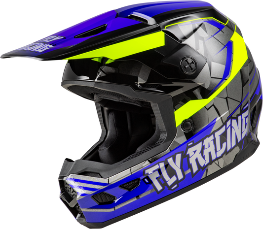 Fly Youth Kinetic Scorched Helmet - Blue / Grey / Hi-Vis