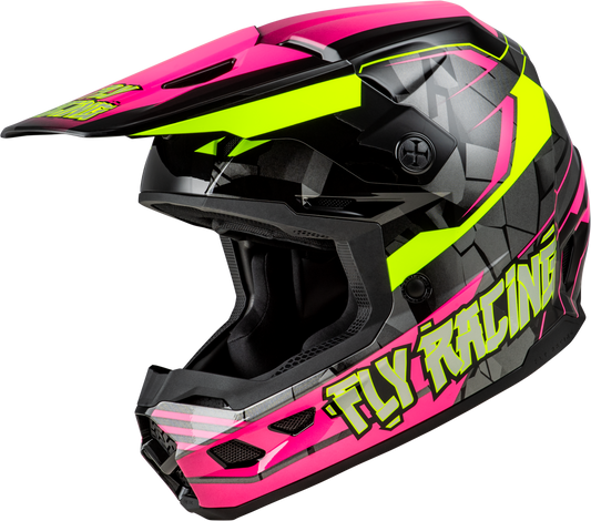 Fly Youth Kinetic Scorched Helmet - Pink / Hi-Vis