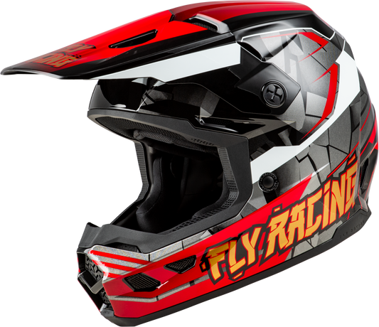 Fly Youth Kinetic Scorched Helmet - Red / Black / White