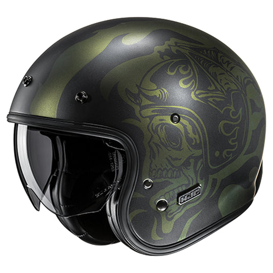 HJC V31 Flame MC-4SF Helmet - Black / Green