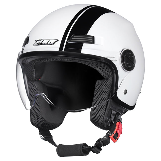 M2R Nimbus Open Face Helmet Stripe - White / Black