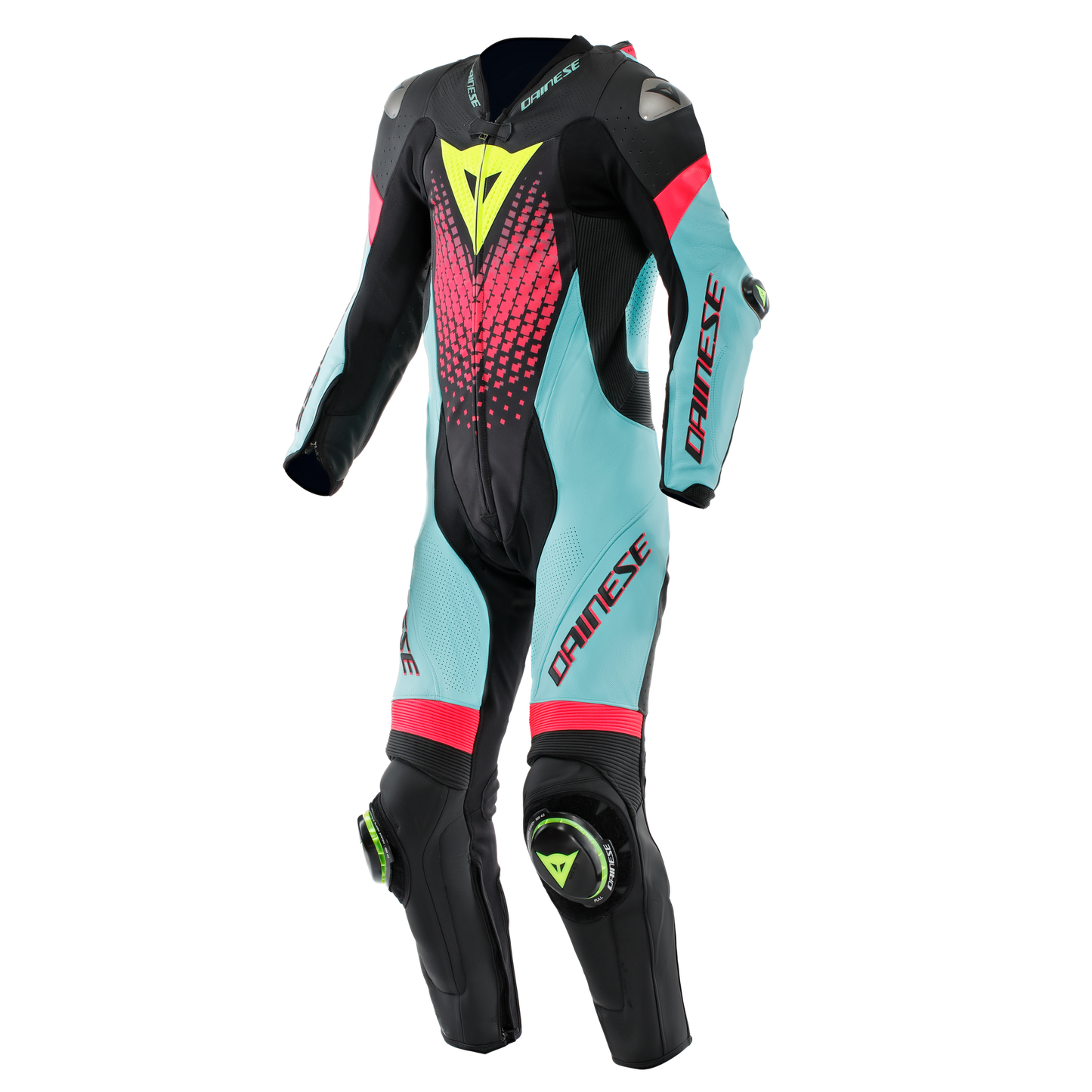 Dainese Laguna Seca 6 1-Piece Perforated Suit - Black / Water / Fuxia