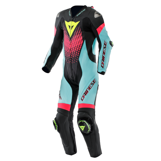 Dainese Laguna Seca 6 1-Piece Perforated Suit - Black / Water / Fuxia