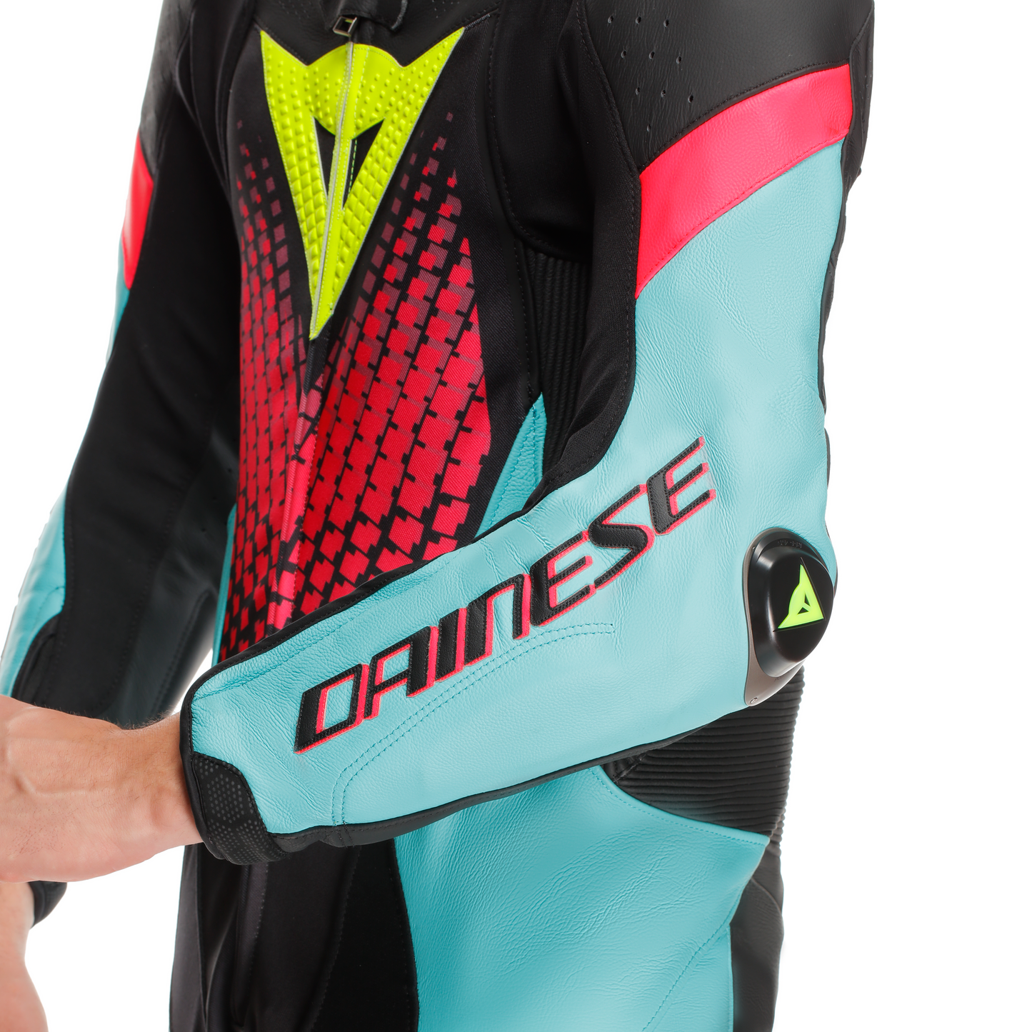 Dainese Laguna Seca 6 1-Piece Perforated Suit - Black / Water / Fuxia