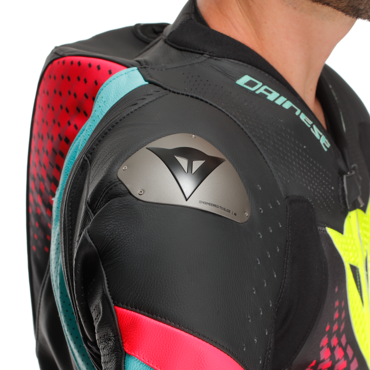 Dainese Laguna Seca 6 1-Piece Perforated Suit - Black / Water / Fuxia