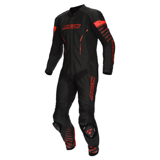 Argon Pursuit 1-Piece Leather Race Suit - Black / Red