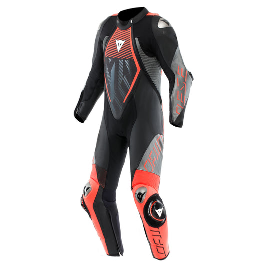 Dainese Audax D-Zip 1-Piece Perforated Leather Race Suit - Black / Red