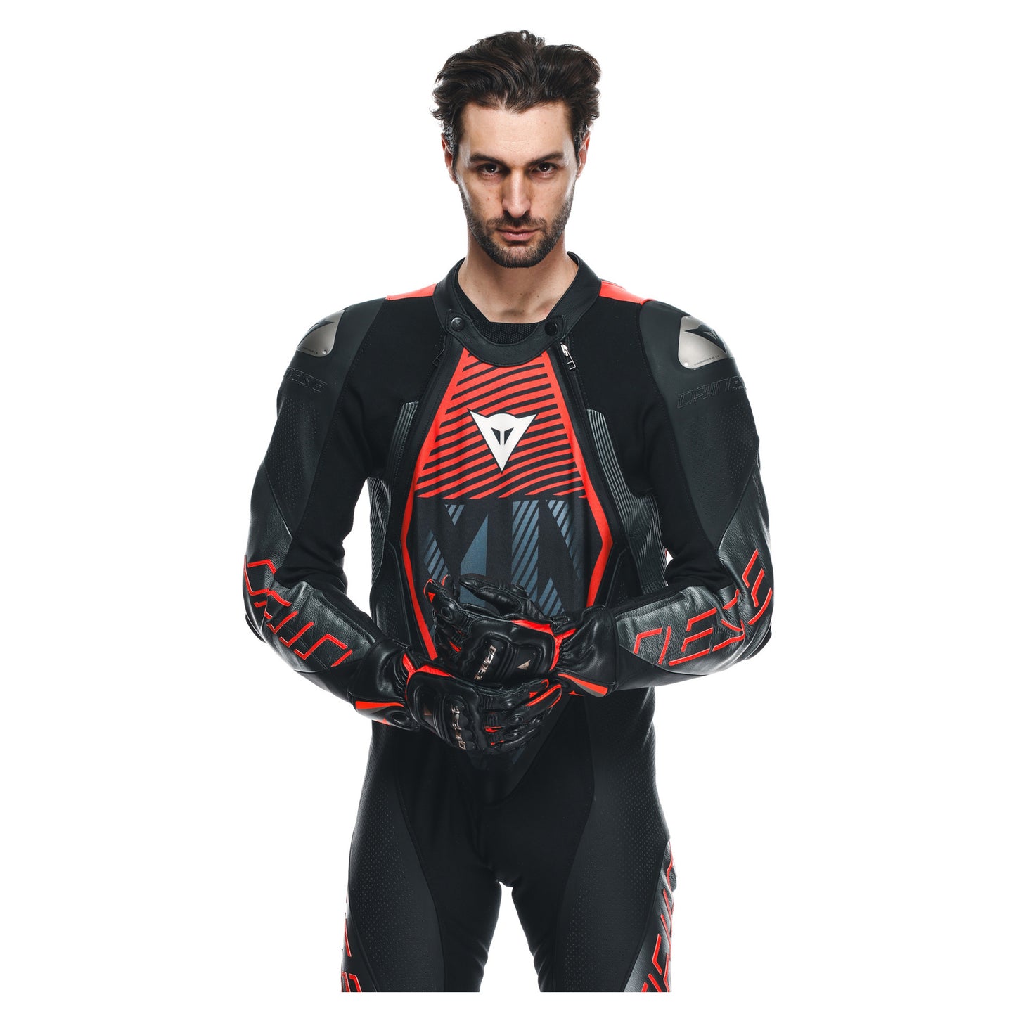 Dainese Audax D-Zip 1-Piece Perforated Leather Race Suit - Black / Red
