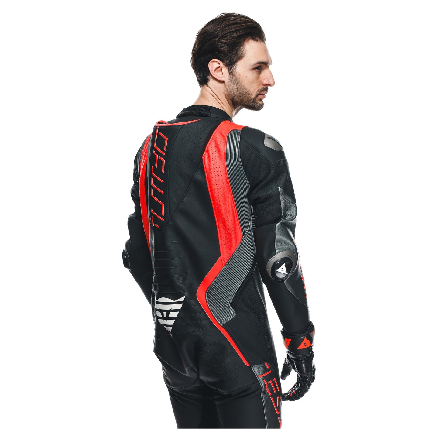 Dainese Audax D-Zip 1-Piece Perforated Leather Race Suit - Black / Red