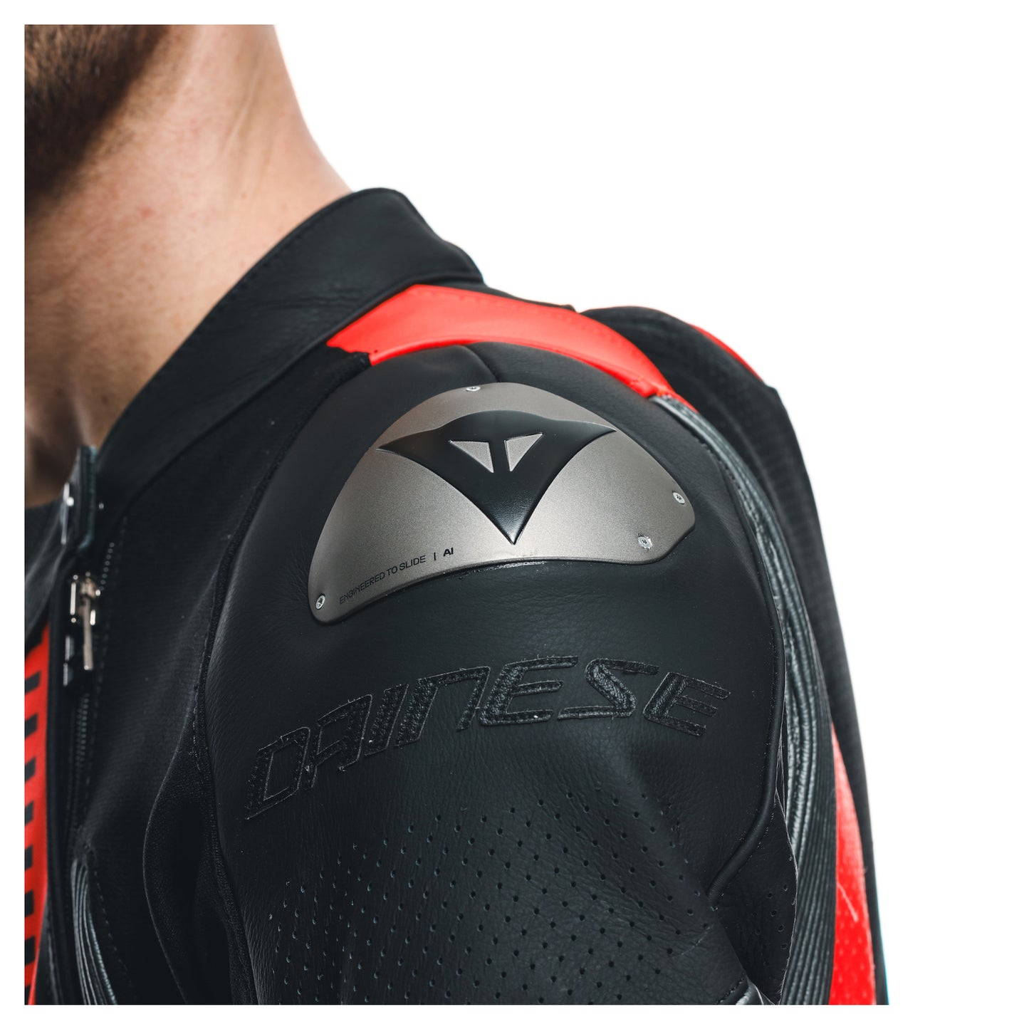 Dainese Audax D-Zip 1-Piece Perforated Leather Race Suit - Black / Red