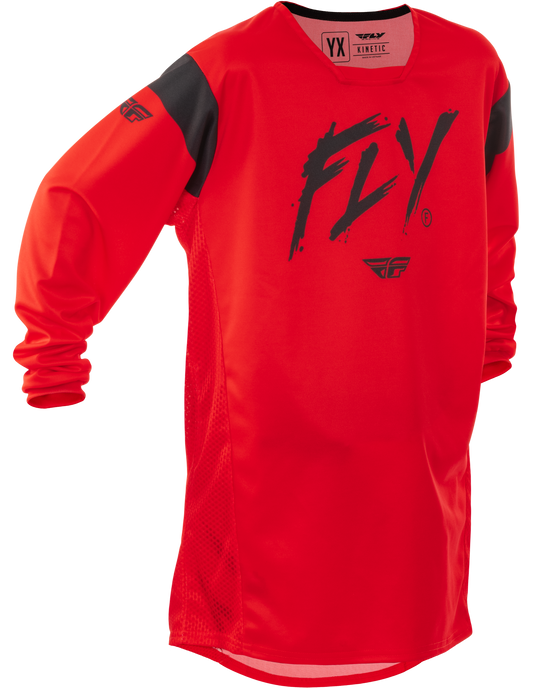 Fly MX25 Youth Kinetic Stoke Jersey Red - Black
