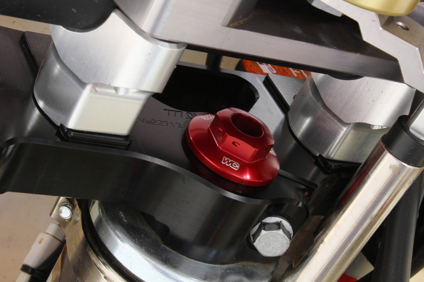 Works Connection Steering Stem Nut - Red