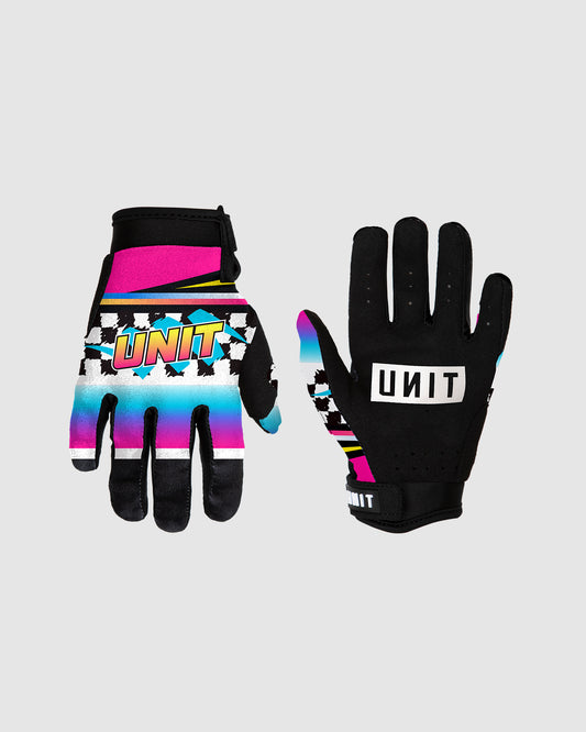 Unit MX26 Kids Turbo Gloves - Black / Pink / Blue