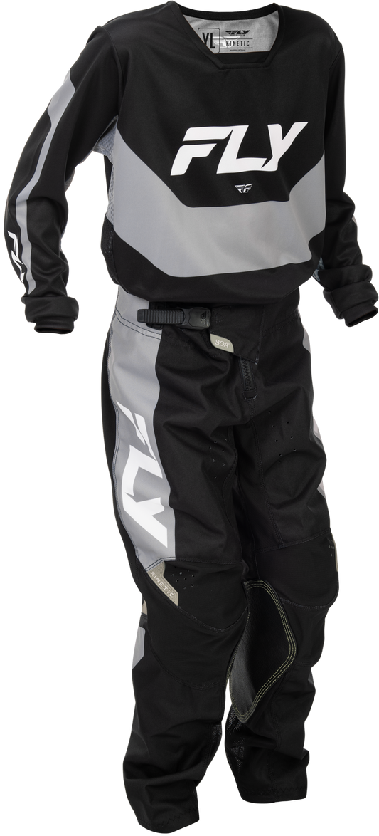 Fly MX26 Youth Kinetic Jersey & Pants - Black / Grey