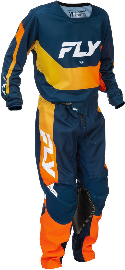 Fly MX26 Youth Kinetic Jersey & Pants - Navy / Orange