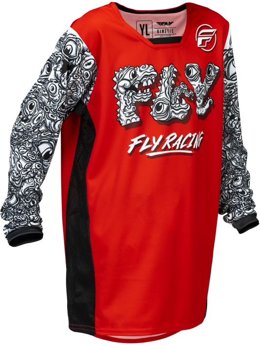 Fly MX26 Youth Kinetic Jersey - Red / White / Black