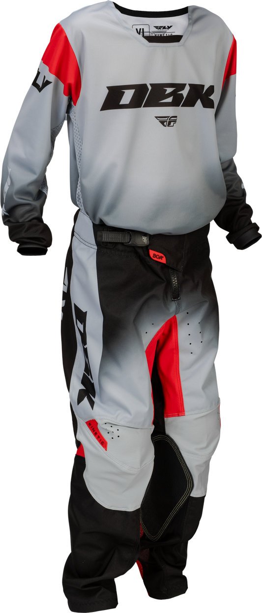 Fly MX26 Youth Kinetic DBK Jersey & Pants - Grey / Black / Red
