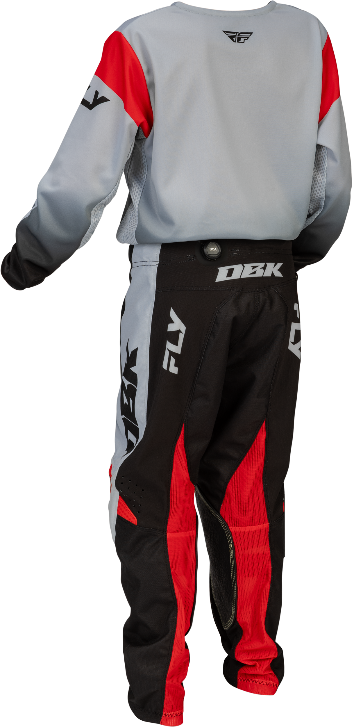 Fly MX26 Youth Kinetic DBK Jersey & Pants - Grey / Black / Red